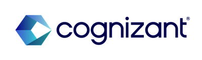 cognizant Wort-und Bildmarke, links das Logo in blau und rechts der Name in dunkelblau.