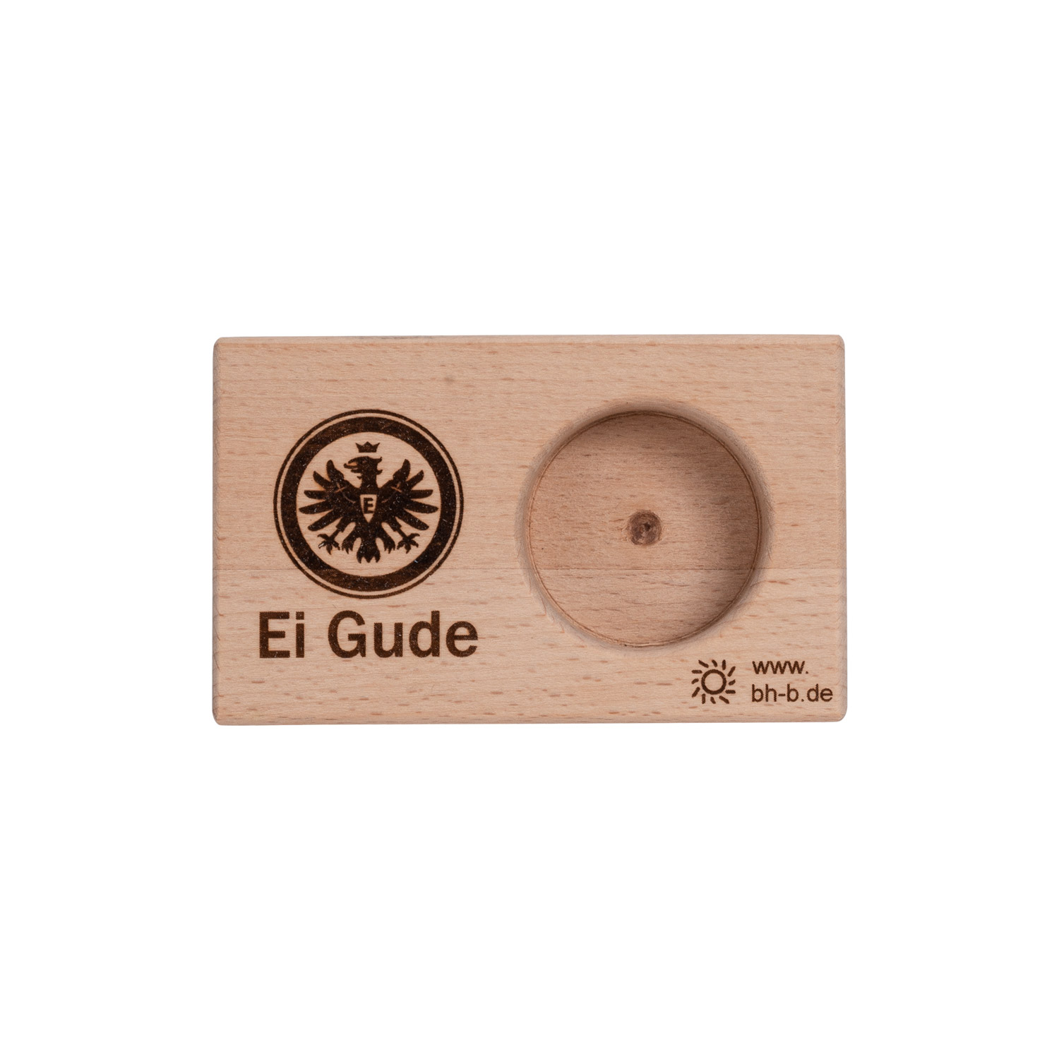 Bild 1: Eierbecher Logo Holz