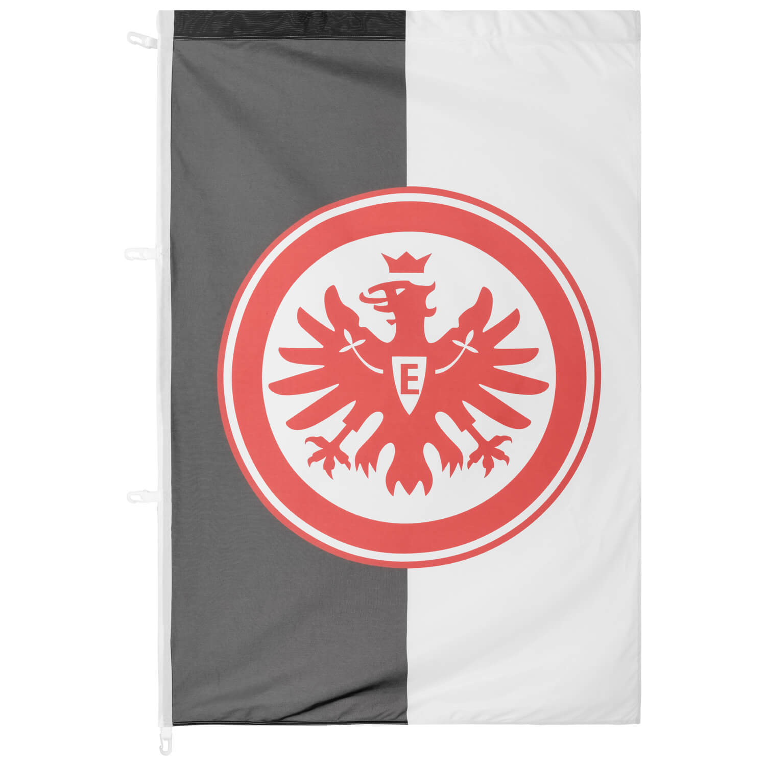 Bild 1: Hissfahne Logo weiss/schwarz 100 x 150cm