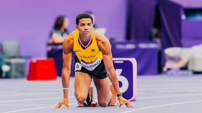 Hürdenspezialist Joshua Abuaku bei den Olympischen Spielen 2024 in Paris.