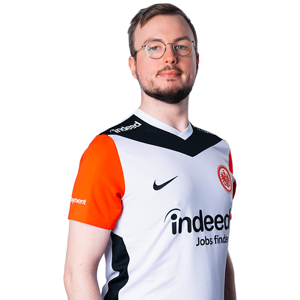 Freisteller Foto von Dirk Mallner im Eintracht Frankfurt Trikot.
