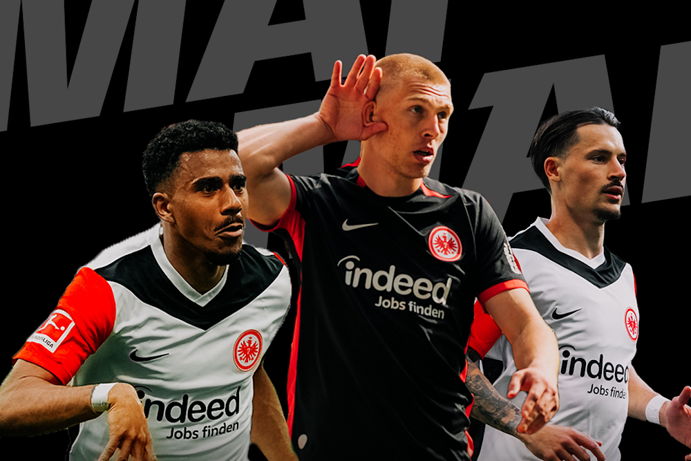 Zur Auswahl bei der Wahl zum Mainova Player of the Month Mai stehen Ansgar Knauff, Rasmus Kristensen und Robin Koch.